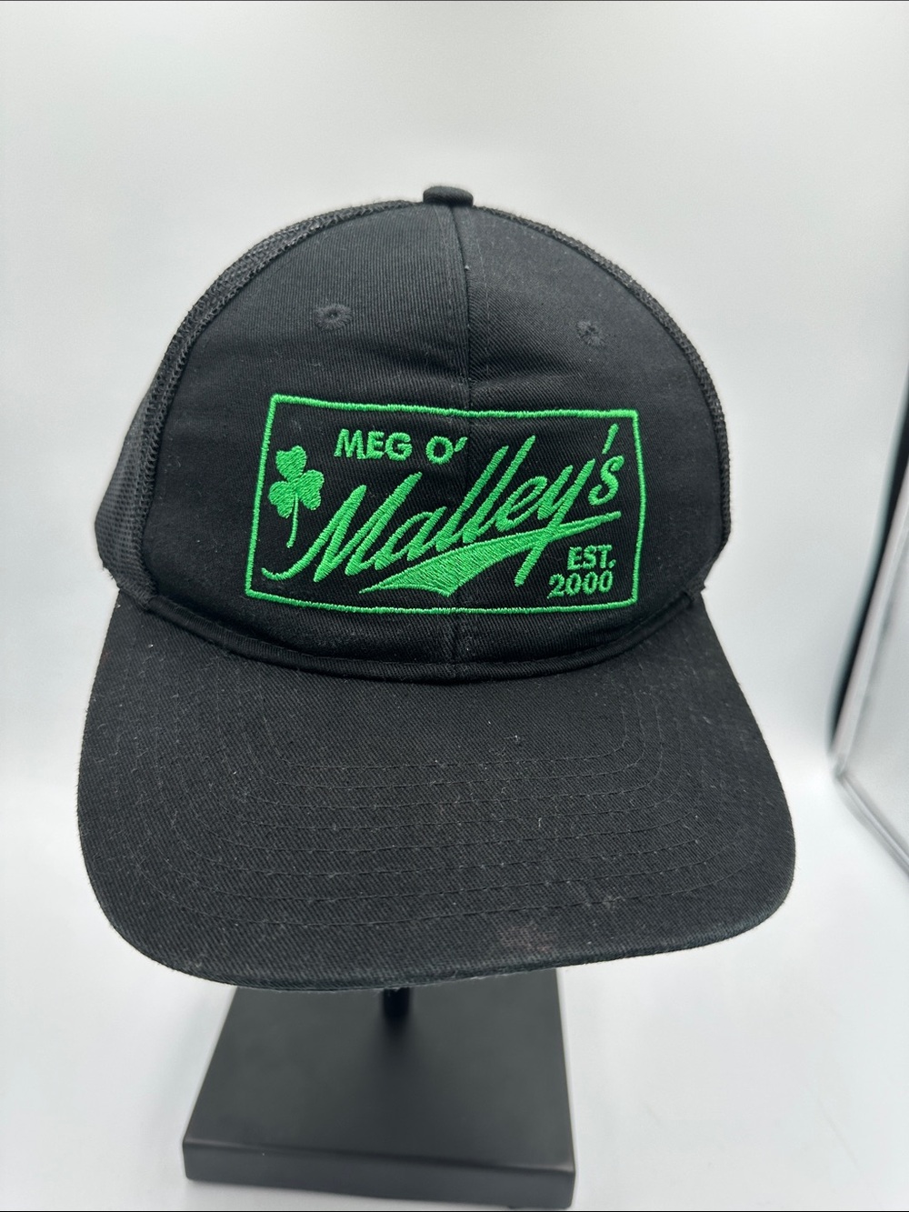 Port Authority Black Hat Green Embroidered Meg O' Malley's Patch Adjustable